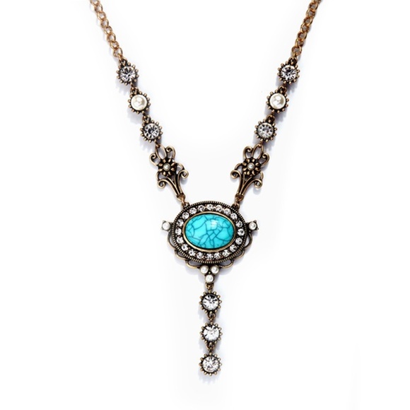 Bella Smyle Jewelry - N14 | Long Boho Necklace Turquoise Stone Pendant